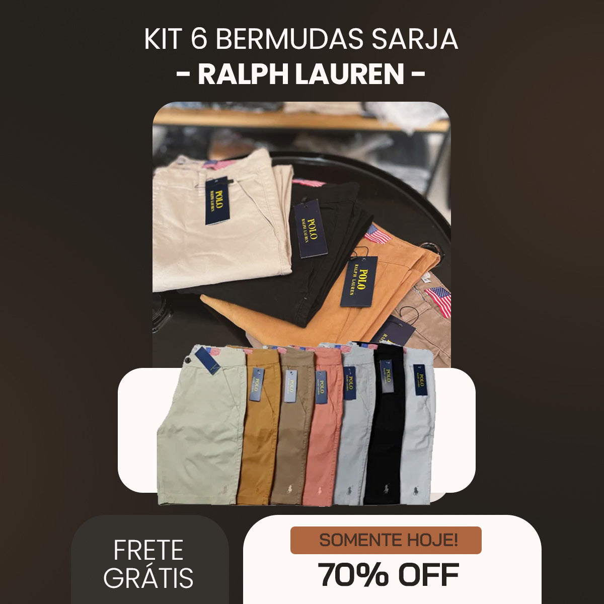 Kit 6 Bermudas Sarja Ralph Lauren
