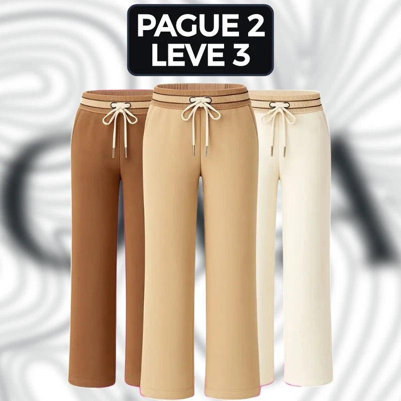 [Leve 3, Pague Só 2] Kit de 3 Calças Femininas Olina em Veludo (66% Rayon, 29% Nylon, 5% Elastano)