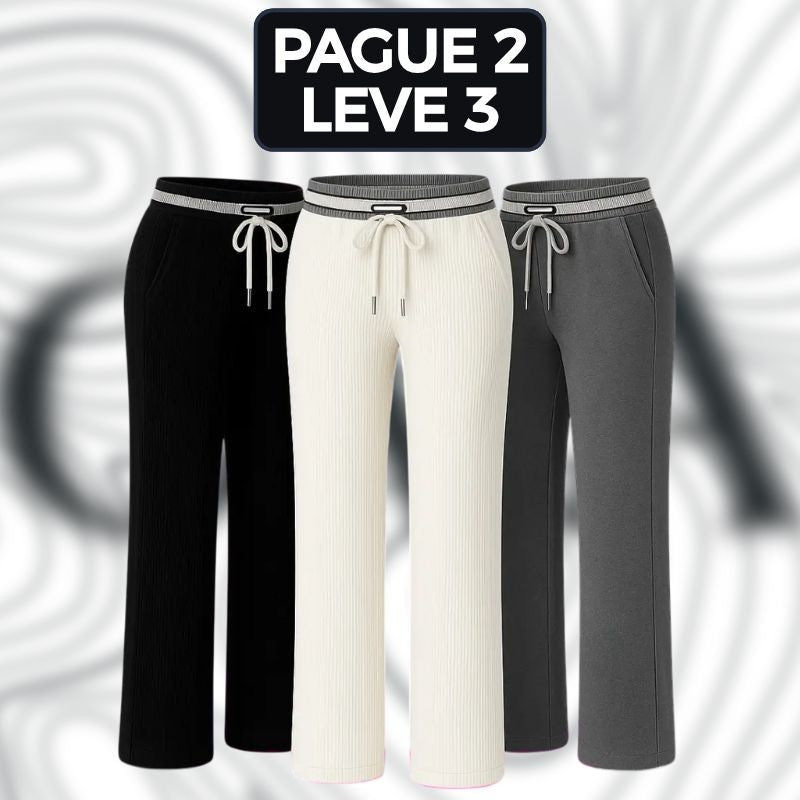 [Leve 3, Pague Só 2] Kit de 3 Calças Femininas Olina em Veludo (66% Rayon, 29% Nylon, 5% Elastano)